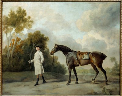 乔治·斯塔布斯（George Stubbs，1724-1806 年）的阿什顿、寇松子爵和他的母马画像。 1x1,28 m 作者 乔治·斯塔布斯