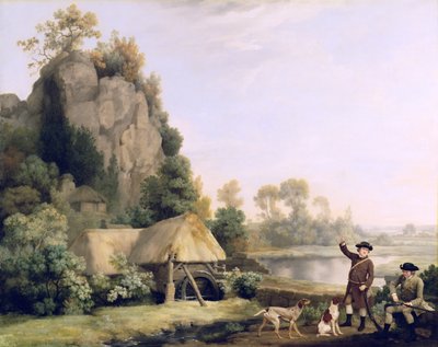 两位先生当场拍摄，并随处可见Creswell岩壁（布面油画） 作者 乔治·斯塔布斯