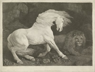 1770年的马与狮子（mezzotint） 作者 乔治·汤利·斯塔布斯