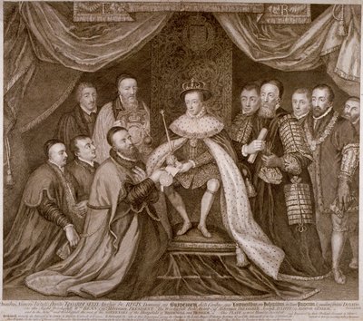 爱德华六世签署特许状，将Bridewell交给伦敦市用于建造工作场所，1552年 1750年 作者 乔治·维尔图