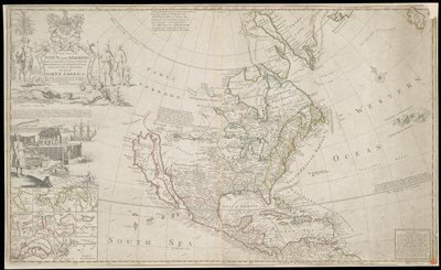 北美地图，约 1720 年（雕刻） 作者 乔治·维尔图