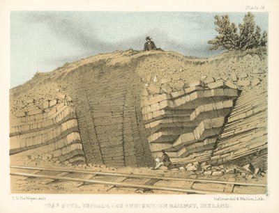 爱尔兰邓多克和恩尼斯基林铁路 Trap Dyke（彩色版画） 作者 