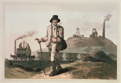 位于利兹附近的米德尔顿煤矿的Blenkinsop机车，由Robert和Daniel Havell雕刻，1814年 作者 乔治·沃克