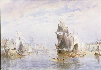 惠特比河上的小工艺，惠特比大桥，1877年（wc和刮出） 作者 George Weatherill