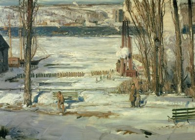 早晨的雪 - 哈德逊河，1910年 作者 乔治·韦斯利·贝洛斯