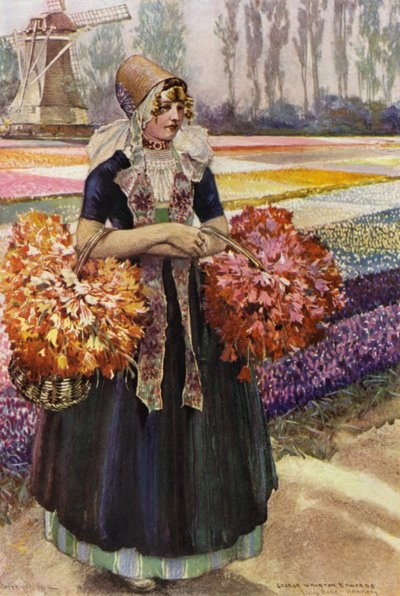 郁金香花田（彩色平版） 作者 乔治·沃顿·爱德华兹