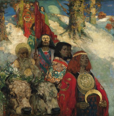 德鲁伊 - 引入槲寄生 作者 George and Hornel Edward A. (1864 1933) Henry