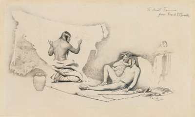 《关于图片作家的故事的研究》，约1884年（铅笔和纸本墨水） 作者 乔治·德·森林刷或布鲁斯