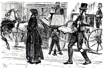 A cartoon depicting the early days of Co-operative stores. Illustrated by George du Maurier (1834-1896) a Franco-British cartoonist and author 作者 乔治·杜莫里耶