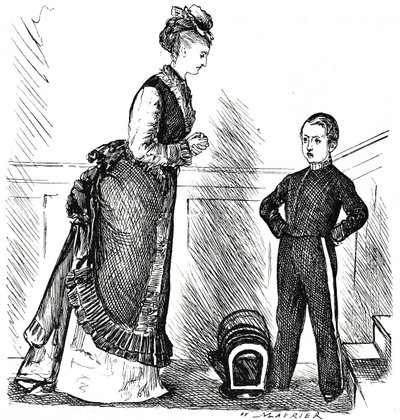 Cartoon depicting an insolent child disobeying his mother 作者 乔治·杜莫里耶