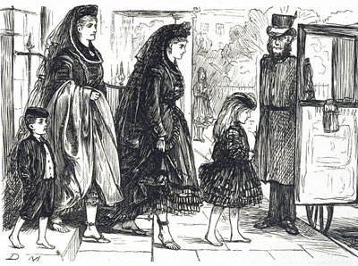 Cartoon depicting people using natural footwear to avoid deformed feet 作者 乔治·杜莫里耶