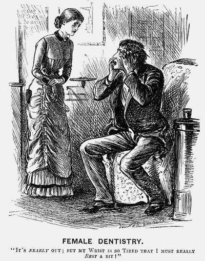 女性牙科》，1879年 作者 乔治·杜莫里耶