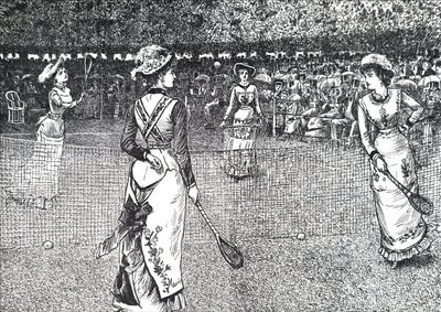 Ladies playing lawn tennis. 作者 乔治·杜莫里耶