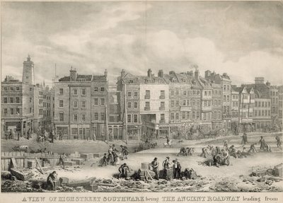 高街，Southwark，伦敦的看法，是古老车行道 作者 George the Elder Scharf