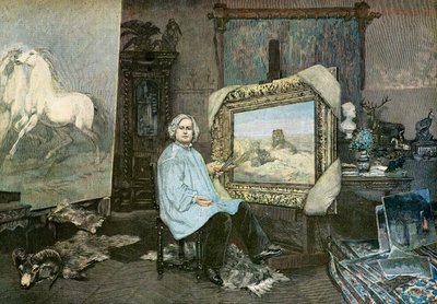 艺术家 Rosa Bonheur 在她的工作室里 作者 乔治·阿基尔-福尔德（1865-1951）