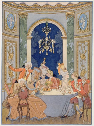 Pierre Choderlos de Laclos（1741-1803 年）的《Les Liaisons Dangereuses》插图，1920 年代出版（pochoir 印刷品） 作者 乔治（后）理发师