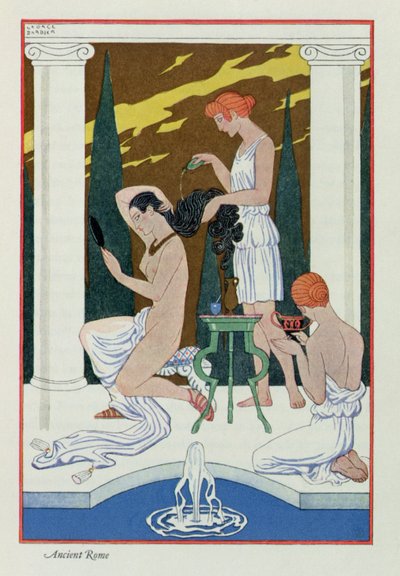 古罗马，选自《香水的艺术》，1912 年出版。1912 年（pochoir 印刷品） 作者 乔治理发师