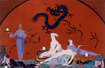 在帕索茨家，约 1921 年（pochoir 印刷品） 作者 乔治理发师