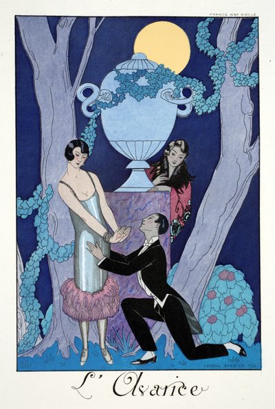 贪婪，来自“Falbalas & Fanfreluches, Almanac des Modes Presentes, Pastes et Futures” 作者 乔治理发师