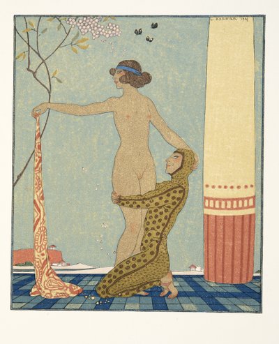 比莉婷丝》，插图选自《比莉婷丝圣歌》，皮埃尔-路易著，1922 年出版（模板印刷）。1922 年（模板印刷） 作者 乔治理发师