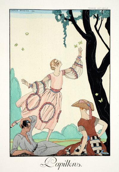 蝴蝶，选自《Falbalas  Fanfreluches, Almanach des Modes Présentes, Passées et Futures》（《Falbalas 和褶边，现在、过去和未来时尚年鉴》）。 作者 乔治理发师