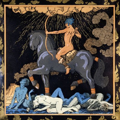 骑黑马的人》，约 1917-1920 年（模板） 作者 乔治理发师