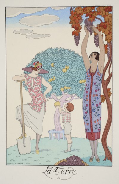 地球，摘自《Falbalas  Fanfreluches, Almanach des Modes Présentes, Passées et Futures》（《Falbalas 和褶边，现在、过去和未来时尚年鉴》）。 作者 乔治理发师