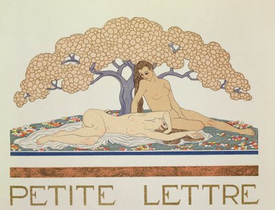 女性裸体，保罗-瓦莱里（Paul Valery，1871-1945 年）1923 年创作的《神话》插图（pochoir 印刷品） 作者 乔治理发师