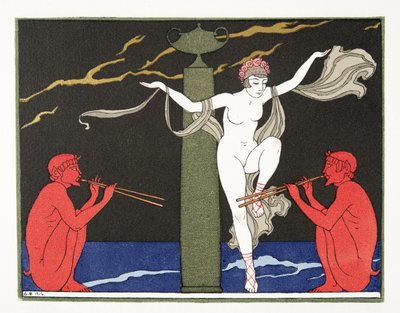 插图来自 Les Chansons de Bilitis，作者 Pierre Louys，酒吧。 1922 年（模板印刷） 作者 乔治理发师