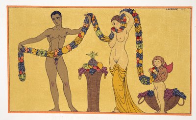 插图来自 Les Chansons de Bilitis，作者 Pierre Louys，酒吧。 1922 年（模板印刷） 作者 乔治理发师
