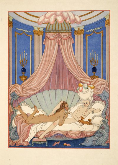 插图来自 Pierre Choderlos de Laclos（1741-1803）出版的《Les Liaisons Dangereuses》。 1934 年（模板印刷） 作者 乔治理发师