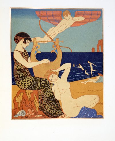 La Bague Symbolique》，插图选自《比莉蒂丝的歌声》，皮埃尔-路易著，1922 年出版（模板印刷）。1922 年（模板印刷） 作者 乔治理发师