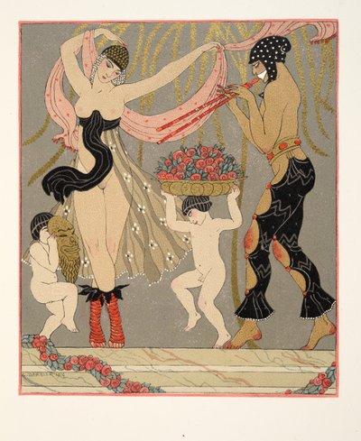 《花之舞》，来自 Les Chansons de Bilitis 的插图，作者 Pierre Louys，酒吧。 1922 年（模板印刷） 作者 乔治理发师