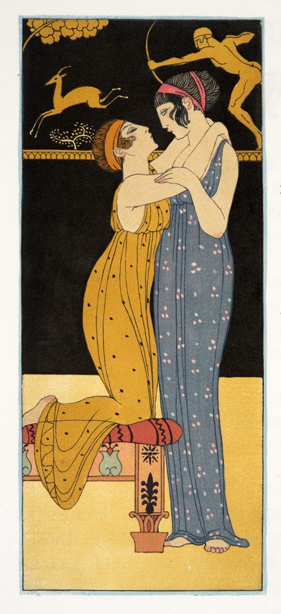 La Desir》，插图选自《Les Chansons de Bilitis》，皮埃尔-路易著，1922 年出版（模板印刷）。1922 年（模板印刷） 作者 乔治理发师
