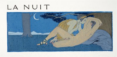 La Nuit》，插图选自《Les Chansons de Bilitis》，作者 Pierre Louys，1922 年出版（模板印刷）。1922 年（模板印刷） 作者 乔治理发师