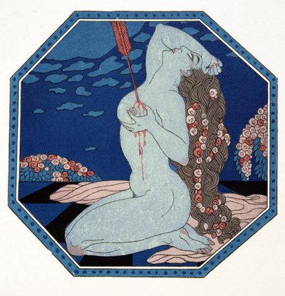 Le Deramantnier, illustration from Les Chansons de Bilitis, by Pierre Louys, pub. 1922 (pochoir print) 作者 乔治理发师