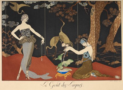 Le gout des laques.漆的味道漆屏风前的两位女士。 作者 乔治理发师