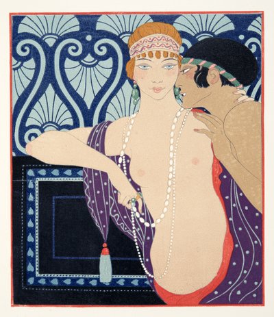 Les Trois Beautes de Mnasidika》，插图选自《Les Chansons de Bilitis》，皮埃尔-路易著，1922 年出版。1922 年（模板印刷） 作者 乔治理发师