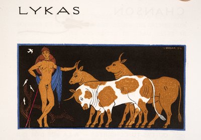 Lykas，来自 Les Chansons de Bilitis 的插图，作者 Pierre Louys，酒吧。 1922 年（模板印刷） 作者 乔治理发师