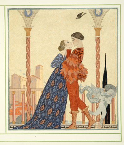 罗密欧与朱丽叶》，选自《喜剧人物》，1922 年出版。1922 年（pochoir 印刷品） 作者 乔治理发师