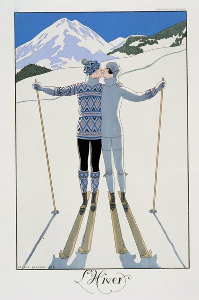 冬天雪地里的恋人，"二十世纪的法国 "中的时装片 作者 乔治理发师