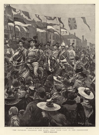 参加游行的骑兵，殖民地和家庭 作者 Georges Bertin Scott