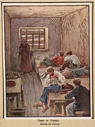 在契卡；摘自《苏维埃史》，1922 年出版（彩色平版印刷）。1922 年（彩色石印） 作者 乔治·凯瑞