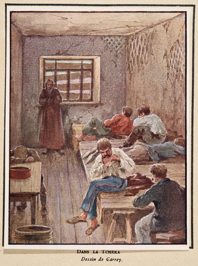 在契卡；摘自《苏维埃史》，1922 年出版（彩色平版印刷）。1922 年（彩色石印） 作者 乔治·凯瑞