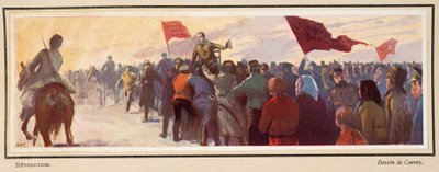 革命》，选自《苏维埃史》，1922 年出版（彩色印刷）。1922 年（彩色石印） 作者 乔治·凯瑞