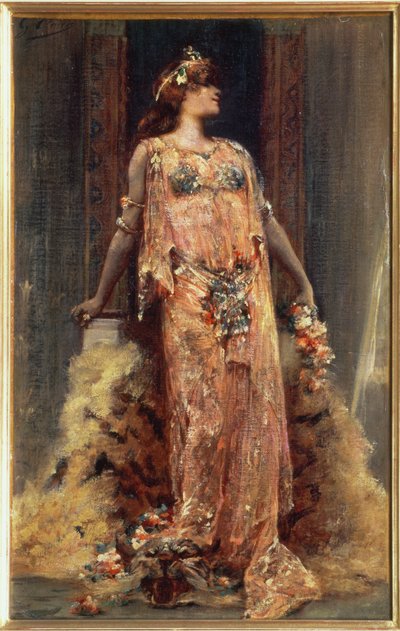 莎拉伯恩哈特（1844-1923）饰演克利奥帕特拉 作者 Georges Clairin