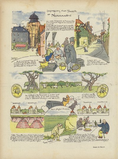 在诺曼底的游客的印象。 Le Rire的插图 作者 Georges Delaw