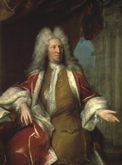 小尼科迪姆斯·泰辛 (Nicodemus Tessin the Younger)，瑞典建筑师 - 小尼科迪姆斯·泰辛伯爵 (1654-1728)，由乔治·德斯马里斯 (1697-1776) 设计。 布面油画 作者 乔治·德马雷斯