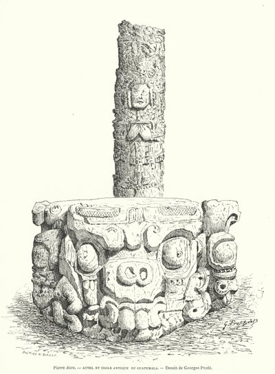 危地马拉的玛雅石雕祭坛和神像（雕刻）。 作者 乔治·欧内斯特·普利特