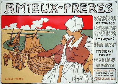 复制一张广告海报 "Amieux-Freres"，沙丁鱼和所有蜜饯的生产商。 作者 乔治·费伊